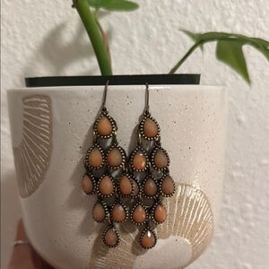 Elegant Teardrop Earrings in Pink and Bronze